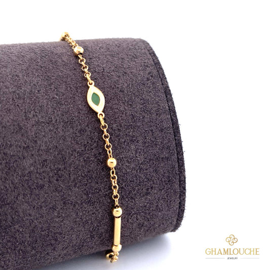 18K Gold Simple Bracelet with Enamel