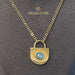 18K Gold Evil Eye Lock Necklace with Enamel