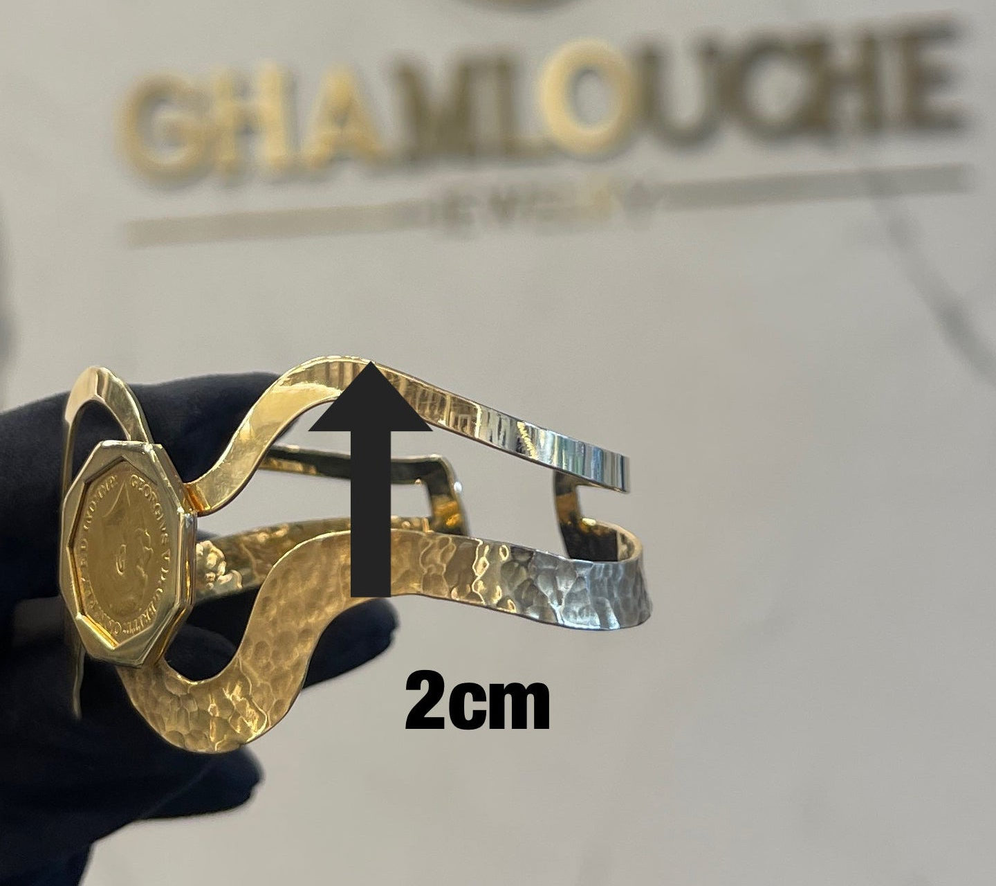 18K Gold Bangle Frame for 21K 1/4 2g Lira King George V Gold Coin