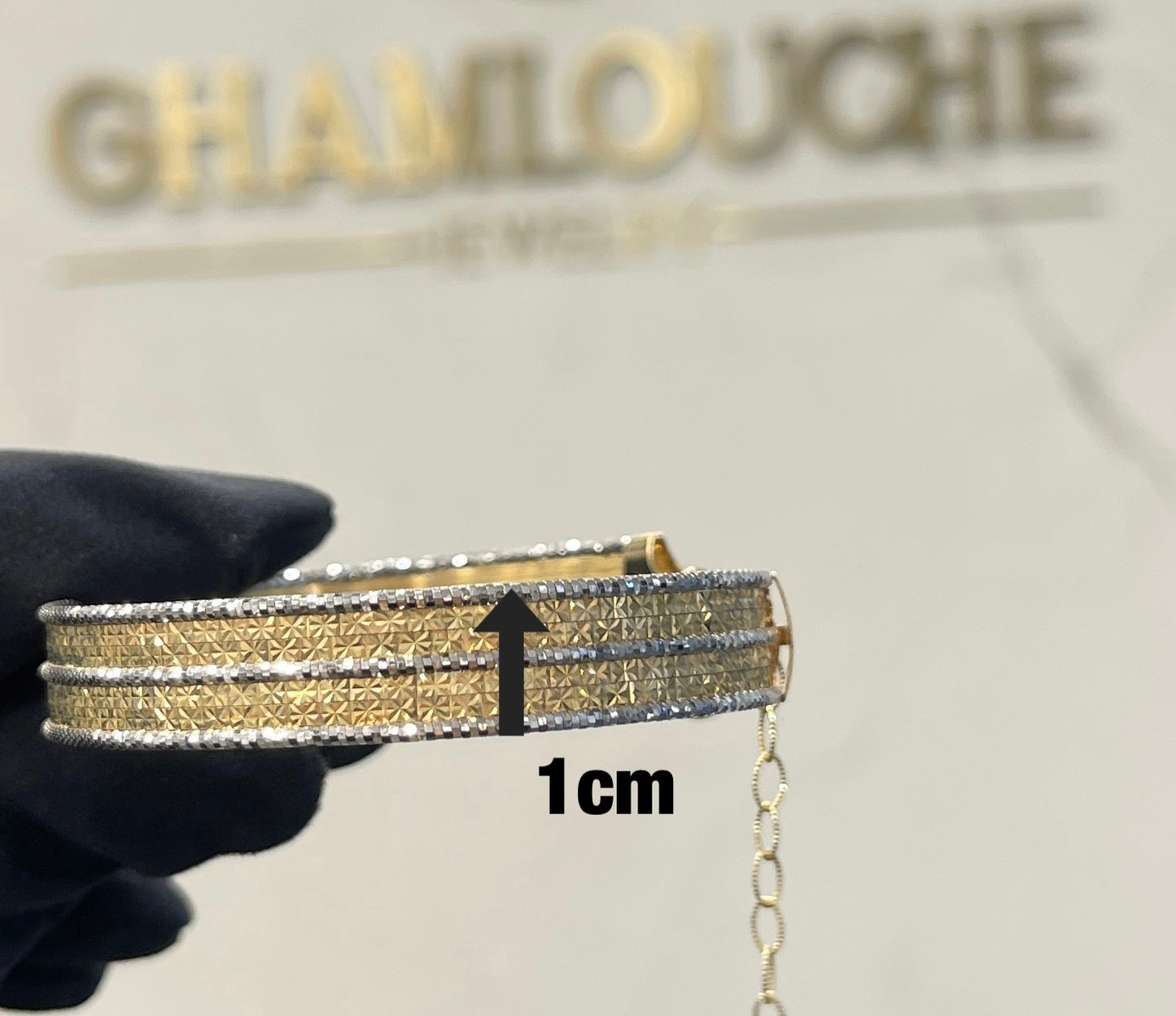 18K Italian Yellow and White Gold Bangle