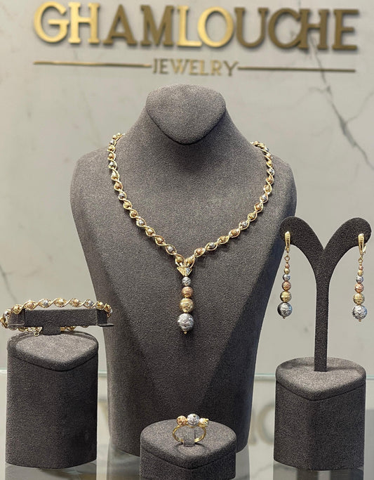 18K Italian Yellow , White and Rose Gold Set