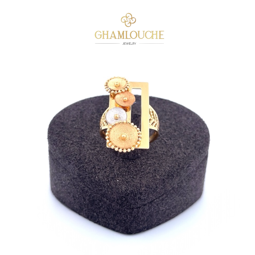 18K Yellow , White and Rose Gold Ring