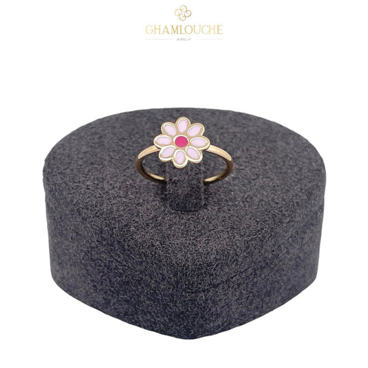 18K Gold Flower Kid’s Ring with Enamel