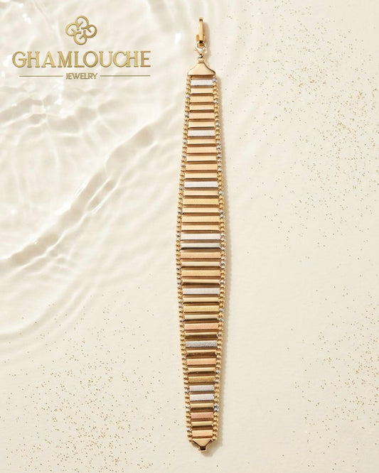 18K Yellow , White and Rose Gold Bracelet