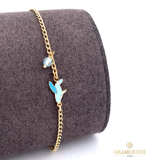 18K Gold Kid’s Airplane Bracelet with Enamel