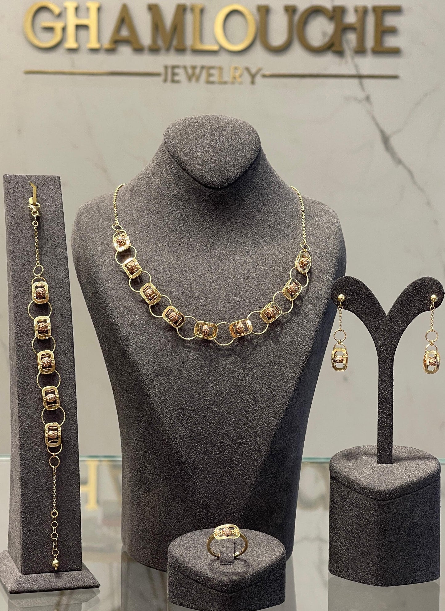 18K Italian Yellow and Rose Gold Set