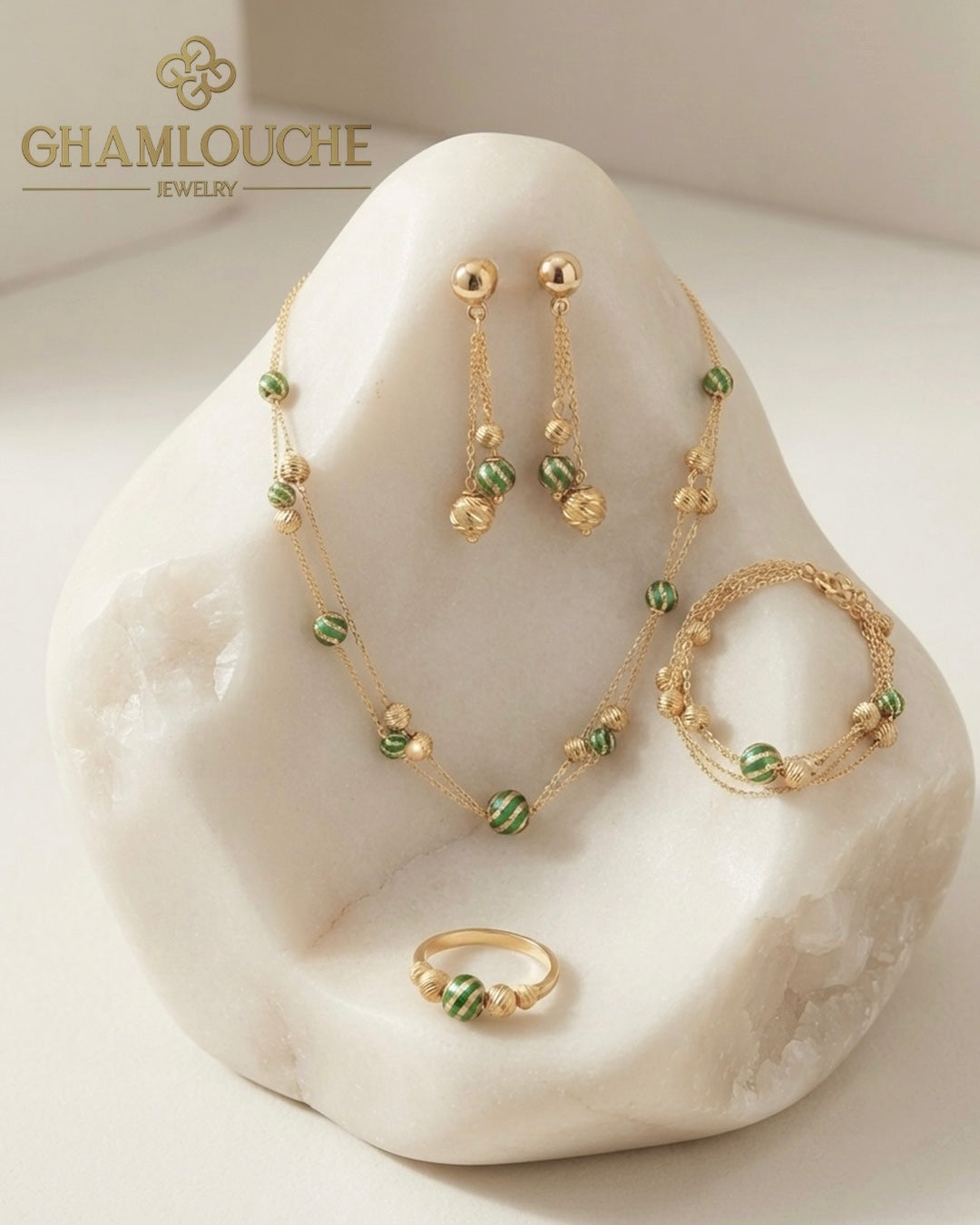 18K Italian Yellow and Green Gold set