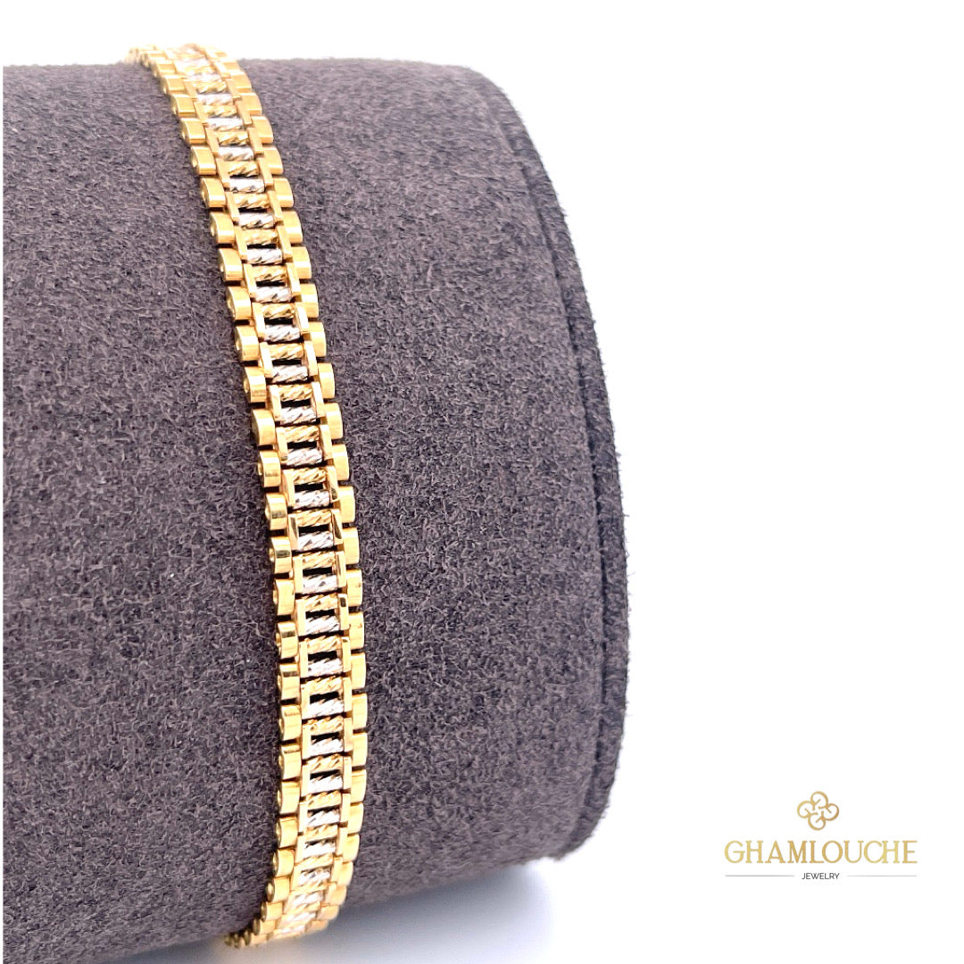 18K Italian Yellow and White Gold Bracelet