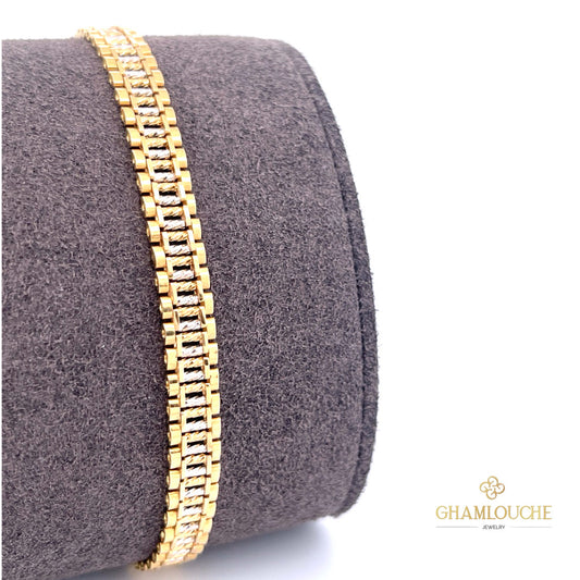 18K Italian Yellow and White Gold Bracelet