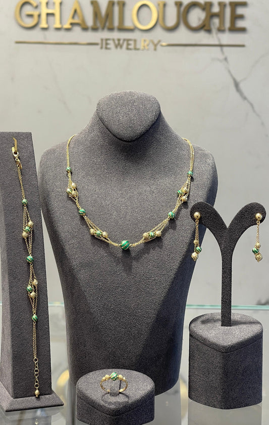 18K Italian Yellow and Green Gold set