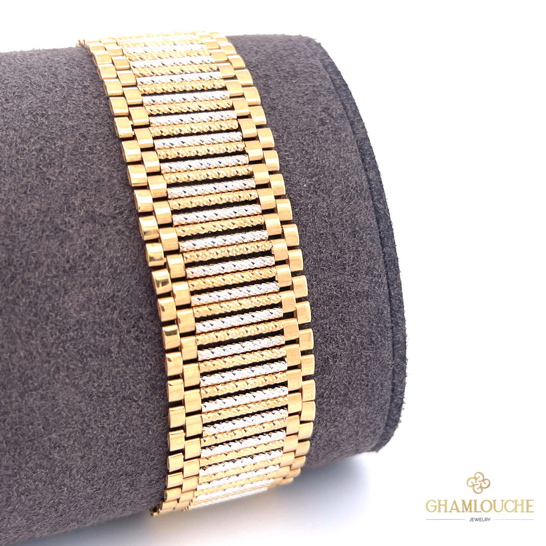 18K Italian Yellow and White Gold Bracelet
