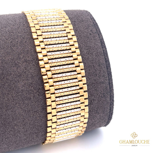 18K Italian Yellow and White Gold Bracelet