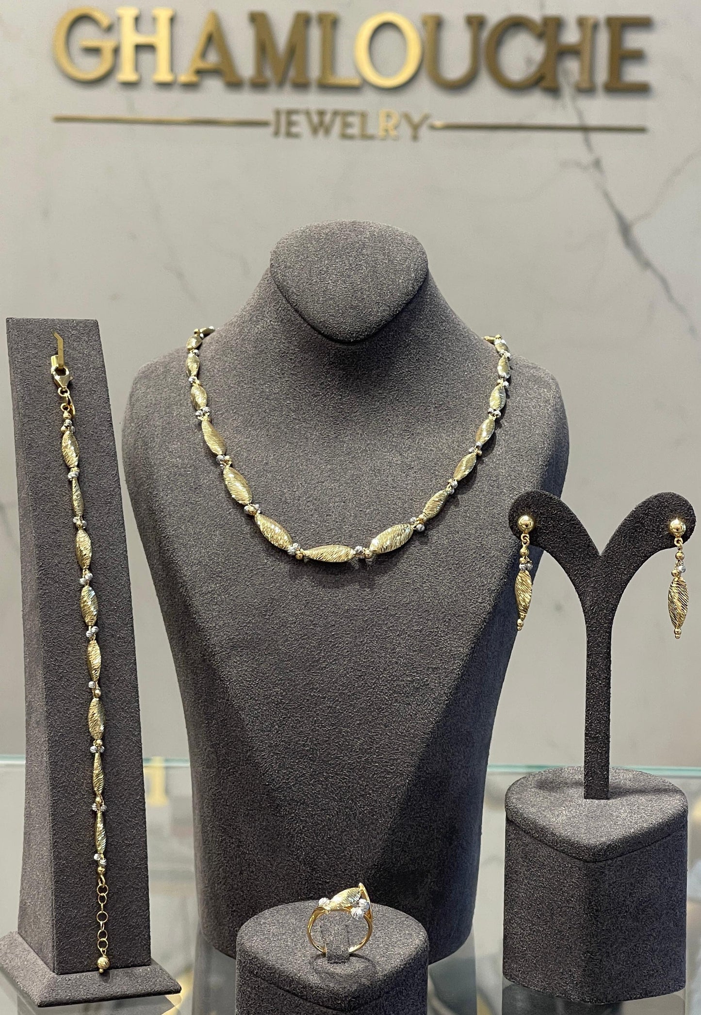 18K Italian Yellow and White Gold Set
