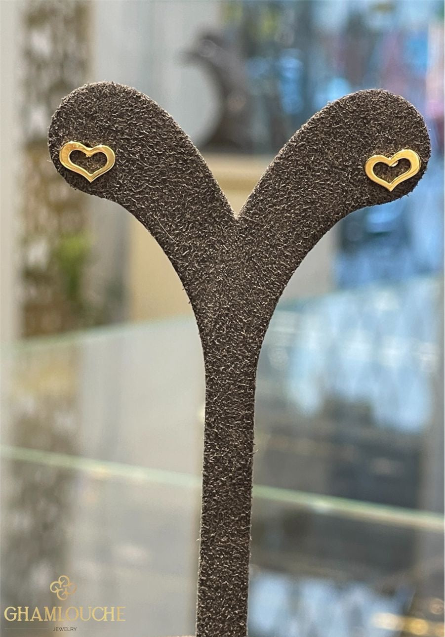 18K Gold Heart Stud Earrings