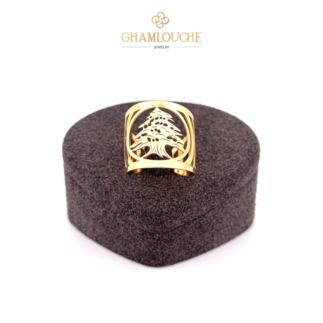 18K Gold Lebanese Cedar Ring