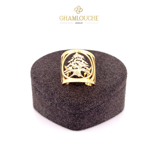 18K Gold Lebanese Cedar Ring