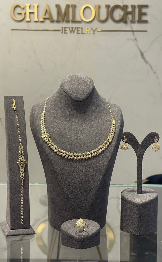 18K Gold Motif Wheat Floral set