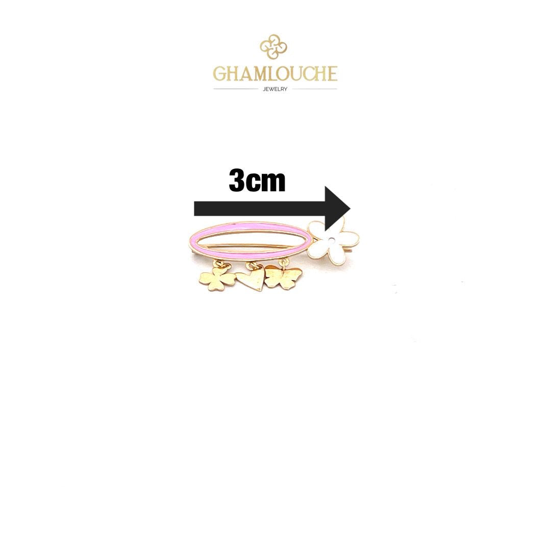 18K Gold Multi-Shape Kid’s Girl Pin with Enamel