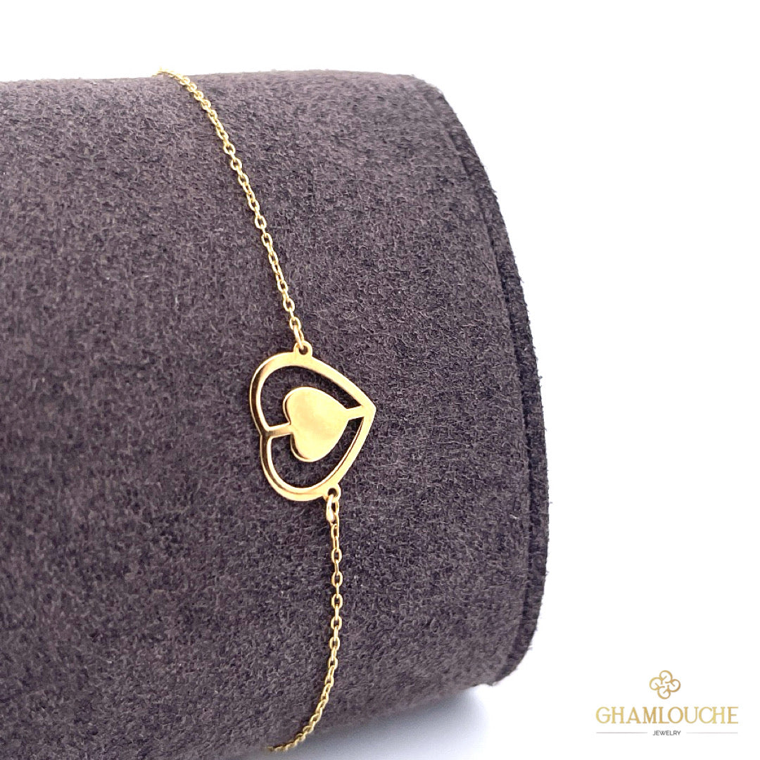 18K Gold Heart Bracelet