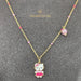 18K Gold Hello Kitty Kid’s Girl Necklace with Enamel