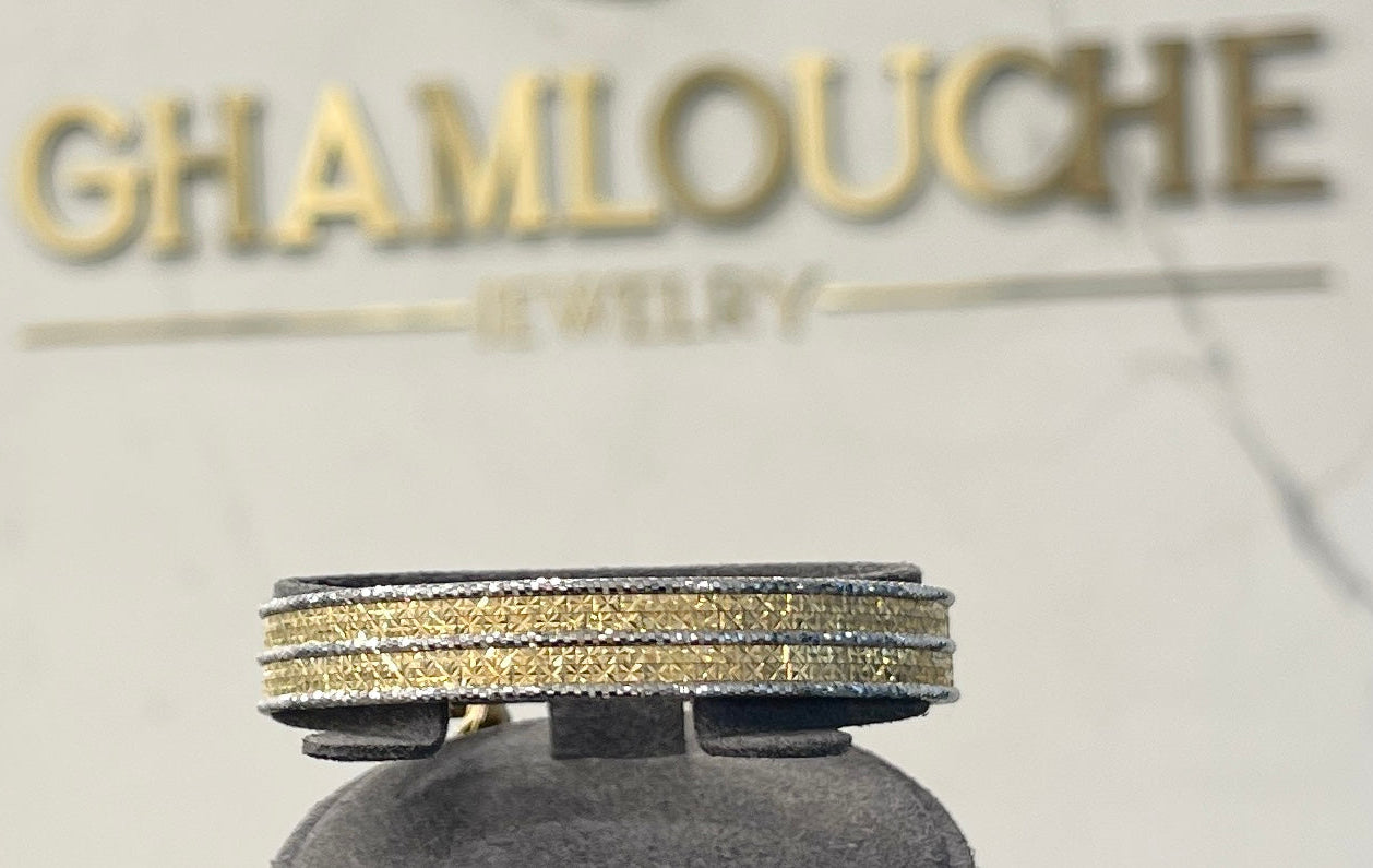 18K Italian Yellow and White Gold Bangle