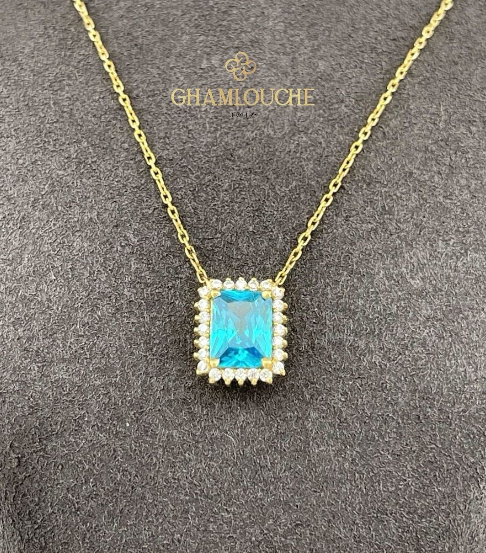 18K Gold Necklace with Stones