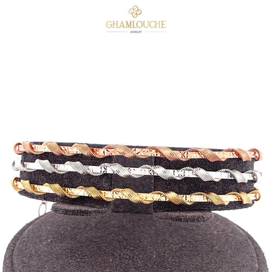 18K Italian Yellow , White and Rose Gold Bangles
