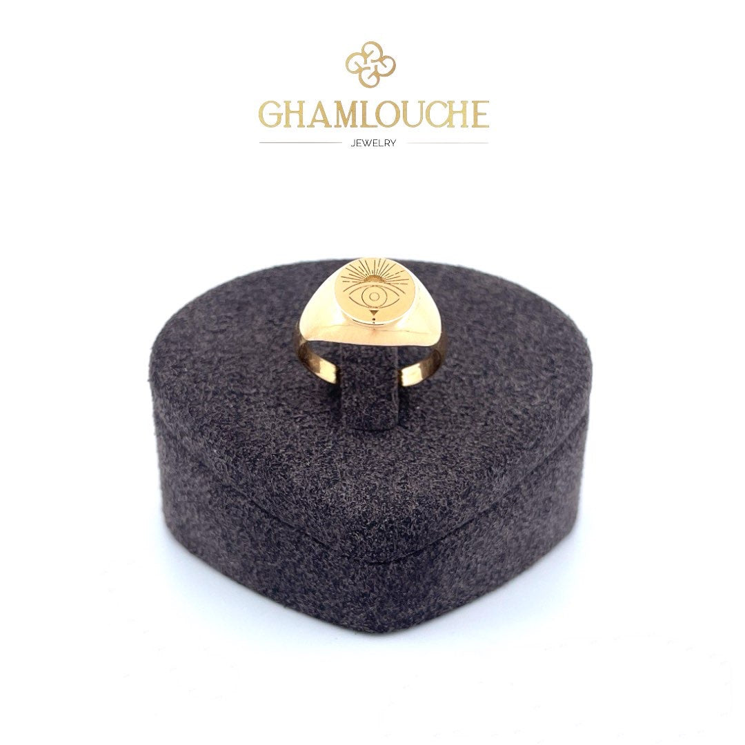18K Evil Eye Gold Ring