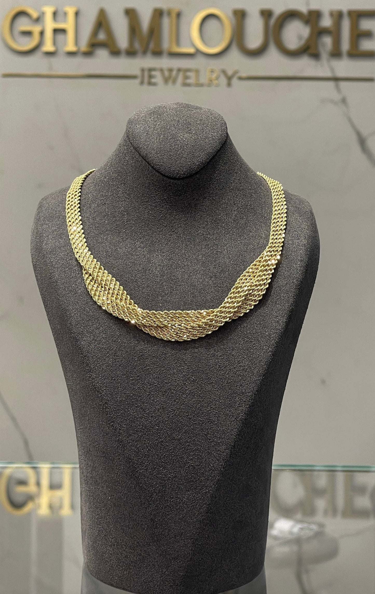 18K Gold Braided Mesh Necklace