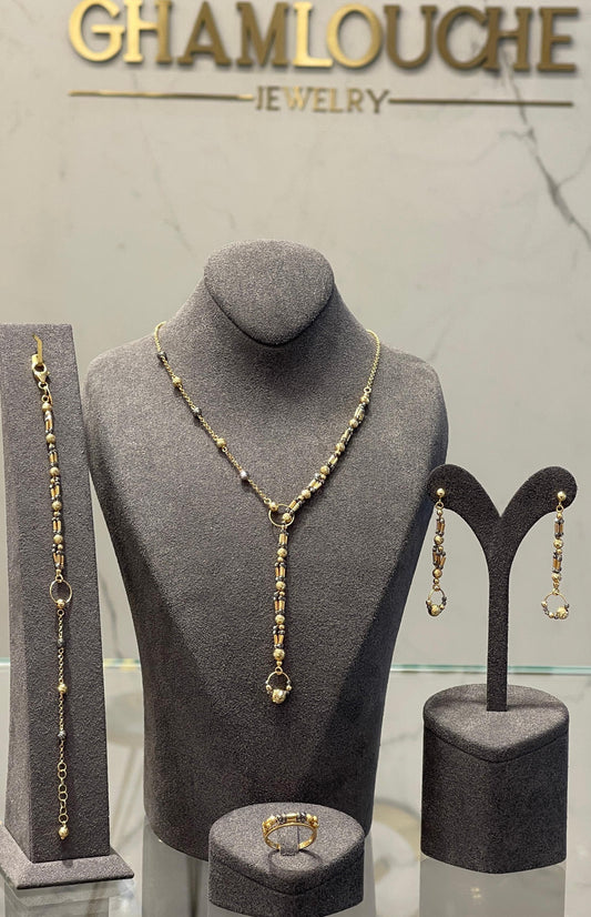 18K Italian Yellow and Black Gold Set