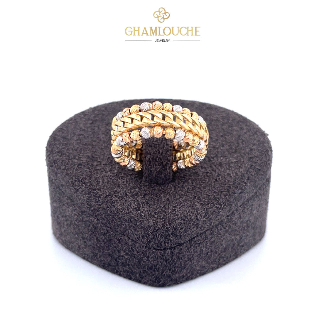 18K Yellow, White and Rose Gold Ring