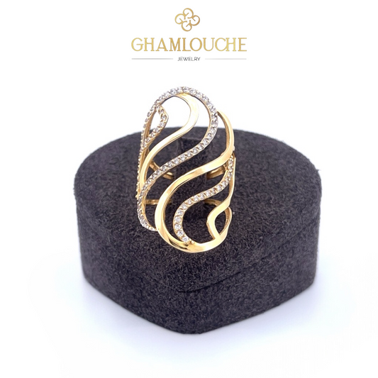 18K Gold Modern Ring with Stones