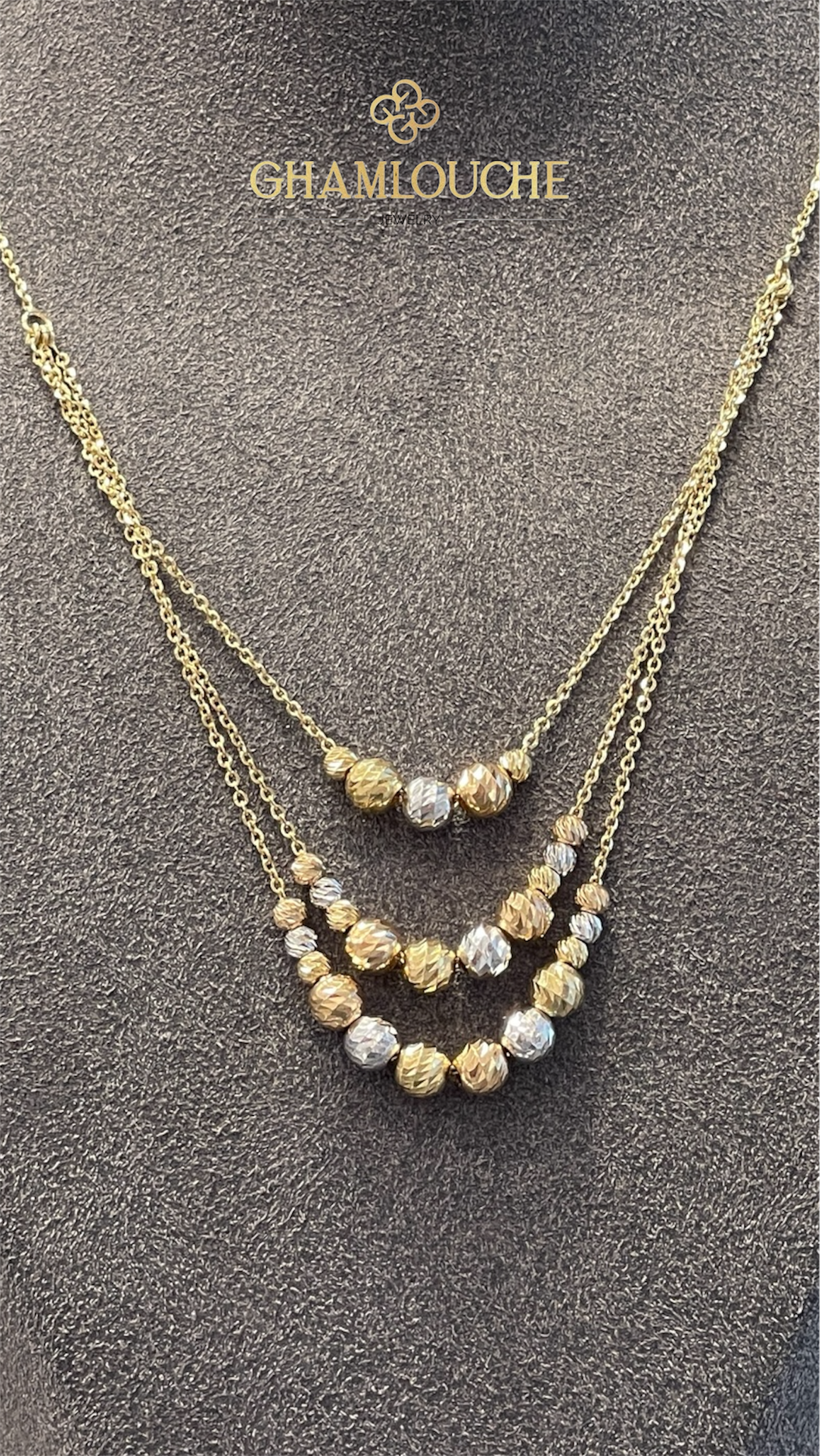 18K Yellow, White and Rose Gold Necklace