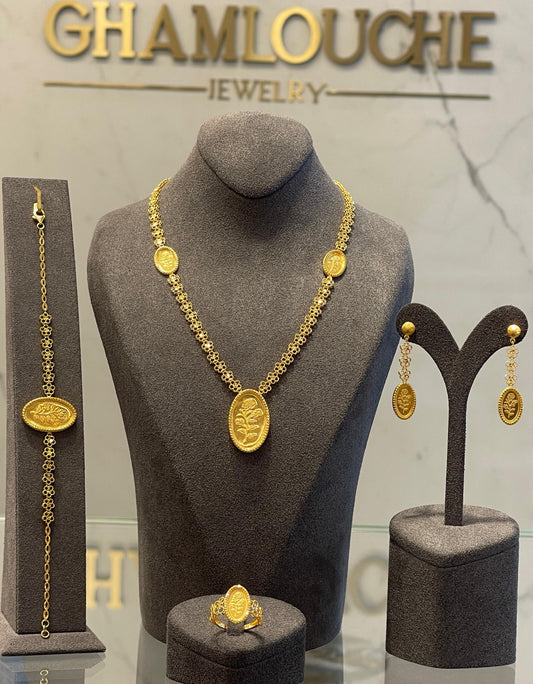 21K Gold Floral Set