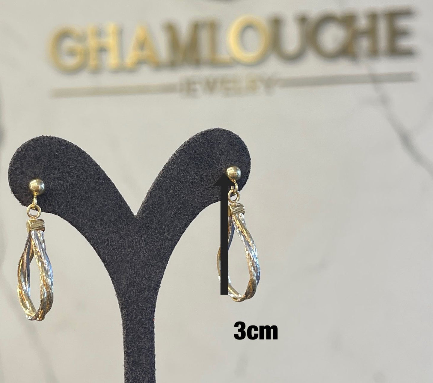 18K Italian Yellow and White Gold Teardrop Earrings