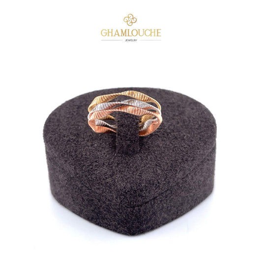 18K Italian Yellow, White, and Rose Gold Ring