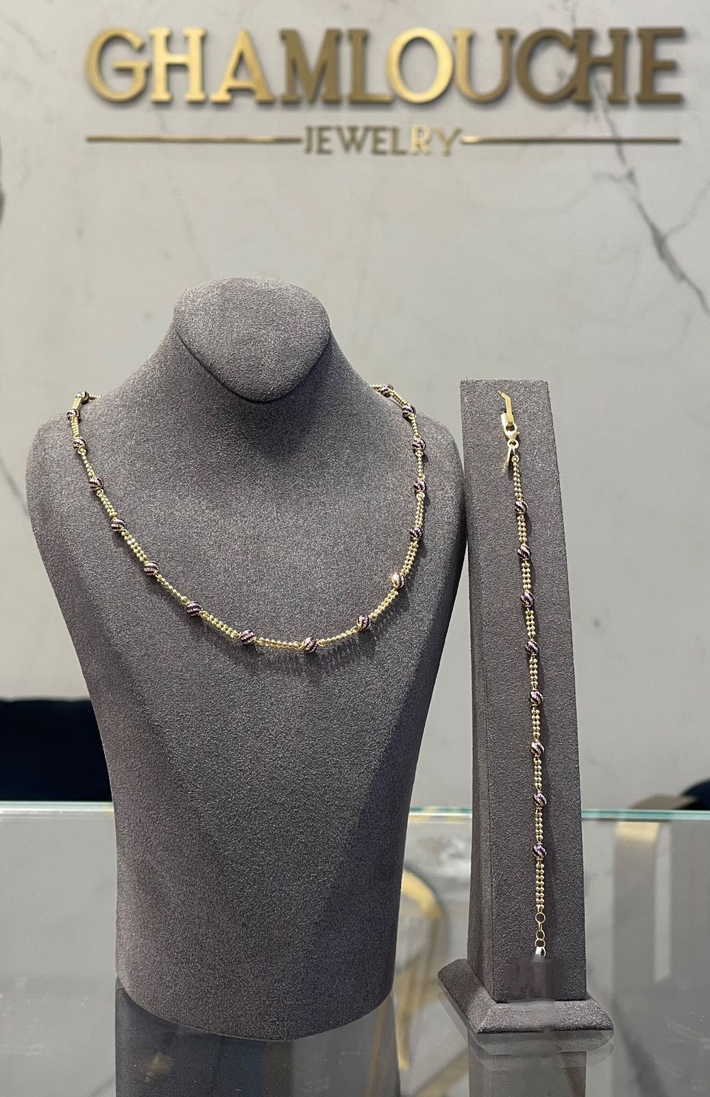 18K Italian Gold Set with Enamel