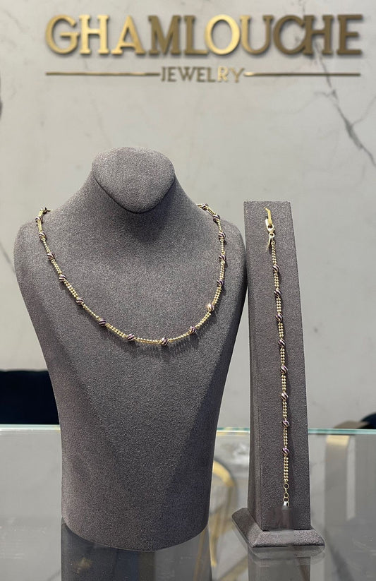 18K Italian Gold Set with Enamel