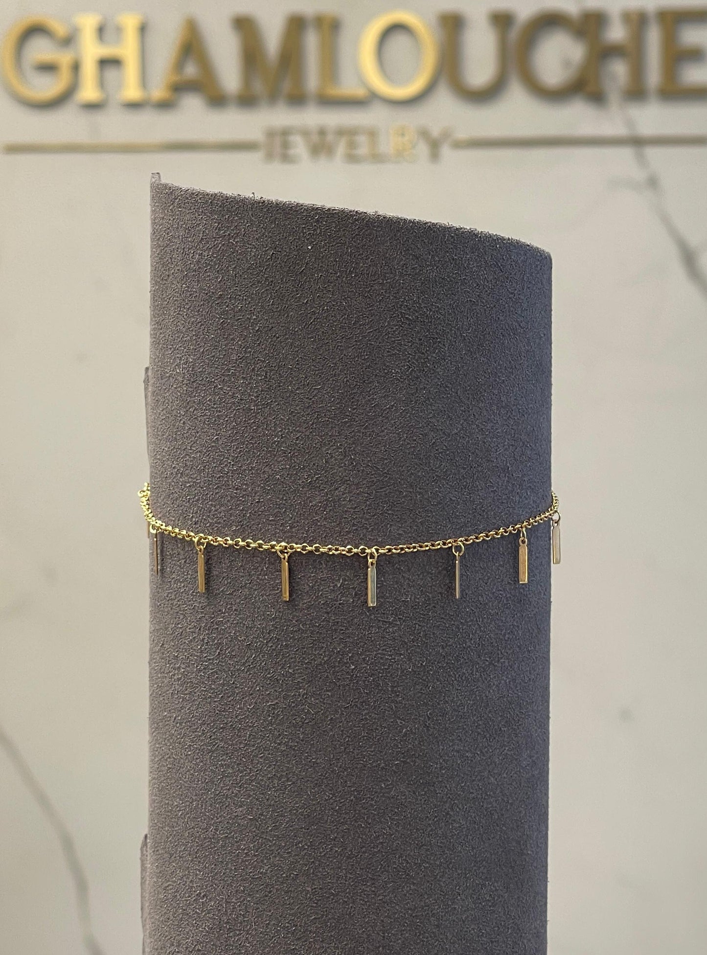 18K Gold Tiny Drop Charm Anklet