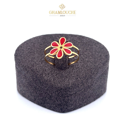 18K Gold Flower Kid’s Ring with Enamel