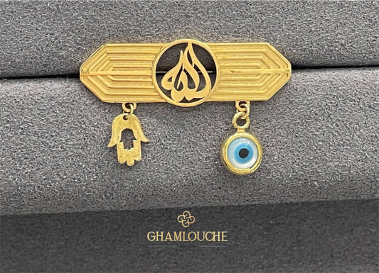 18K Gold الله and Multi-Shape Kid’s Pin with Enamel