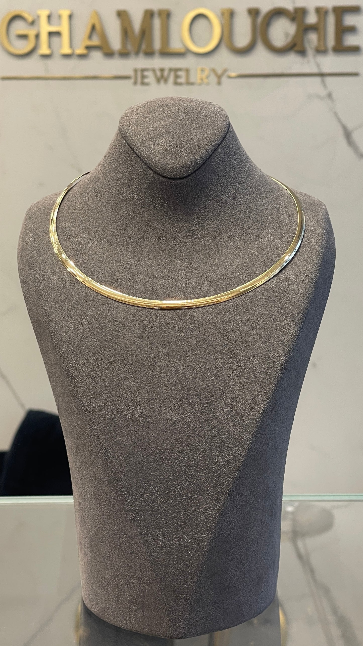 18K Italian Gold Double Sided Brushed Necklace