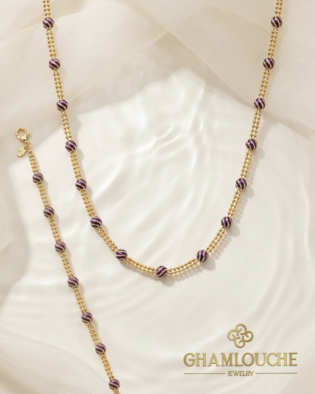 18K Italian Gold Set with Enamel